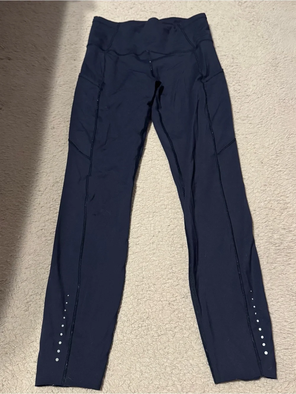 lululemon Fast & Free 7/8 Tight II Leggings Pockets Midnight Navy Blue 6 Crop-